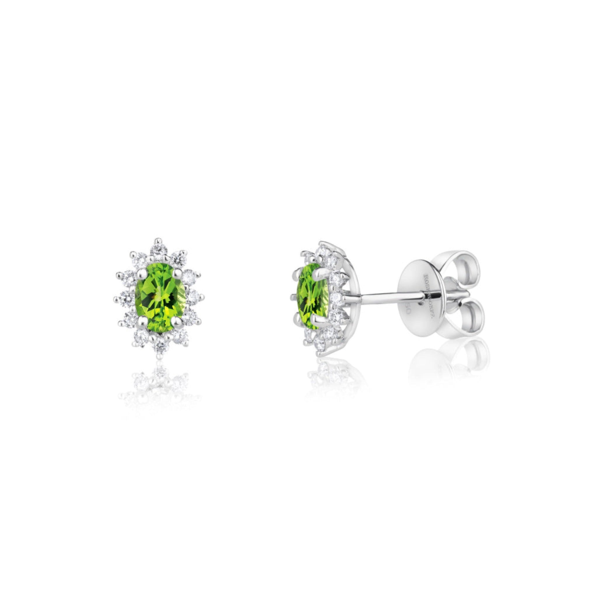 Oval Peridot Halo Earrings